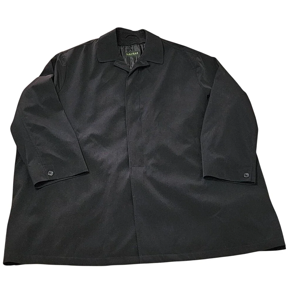 Lauren Ralph Lauren Coat Mens 64R Black Long Microfiber Rain Zip Liner Insulated